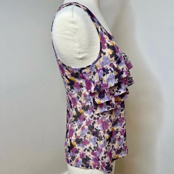 Express Floral Sheer Ruffle Sleeveless Blouse - Picture 4 of 5